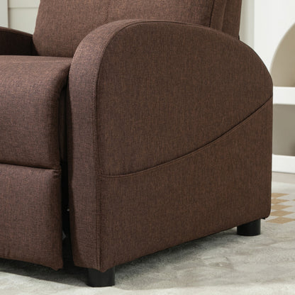 Manual Reclining Relax Armchair with Footrest, Linen Fabric Recliner for Bedroom, Living Room, Brown