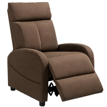 Manual Reclining Relax Armchair with Footrest, Linen Fabric Recliner for Bedroom, Living Room, Brown