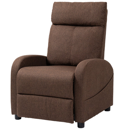 Manual Reclining Relax Armchair with Footrest, Linen Fabric Recliner for Bedroom, Living Room, Brown