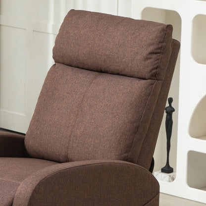 Manual Reclining Relax Armchair with Footrest, Linen Fabric Recliner for Bedroom, Living Room, Brown