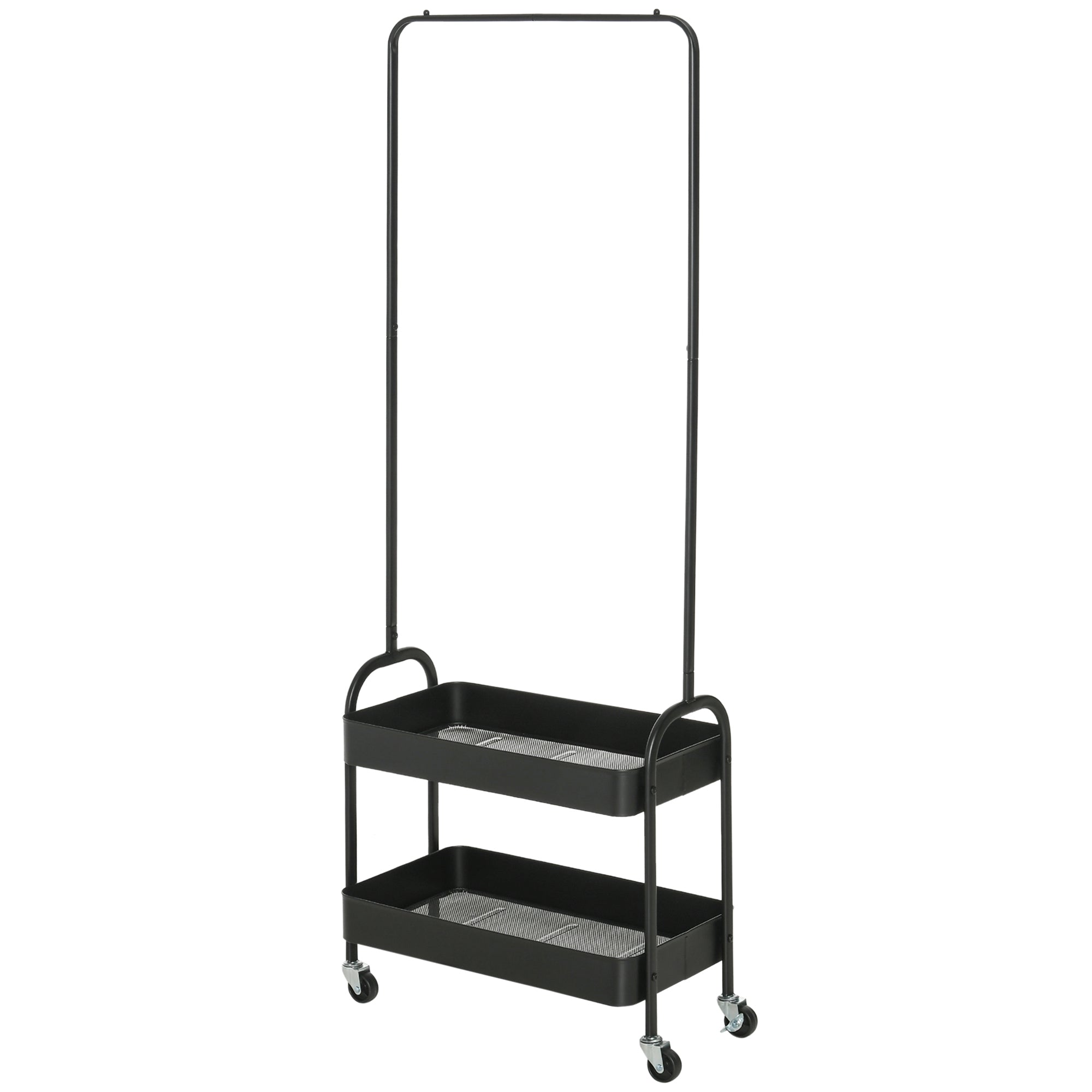 Clothes Rack on Wheels, Coat Stand with Clothes Rail, Shoe Rack, Freestanding Wardrobe made of Steel, for Living Room, Bedroom, up to 16 kg load capacity, Black