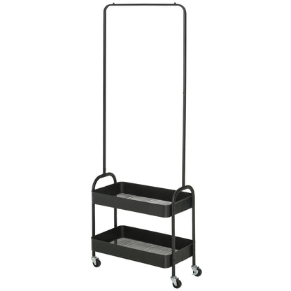 Clothes Rack on Wheels, Coat Stand with Clothes Rail, Shoe Rack, Freestanding Wardrobe made of Steel, for Living Room, Bedroom, up to 16 kg load capacity, Black