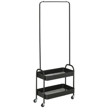 Clothes Rack on Wheels, Coat Stand with Clothes Rail, Shoe Rack, Freestanding Wardrobe made of Steel, for Living Room, Bedroom, up to 16 kg load capacity, Black