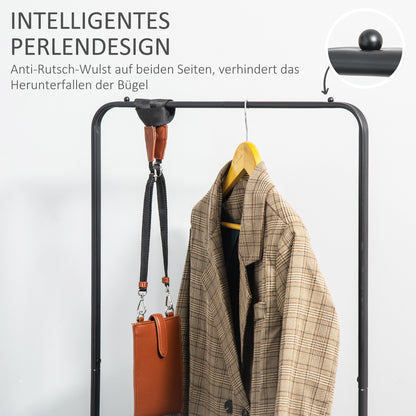 Clothes Rack on Wheels, Coat Stand with Clothes Rail, Shoe Rack, Freestanding Wardrobe made of Steel, for Living Room, Bedroom, up to 16 kg load capacity, Black