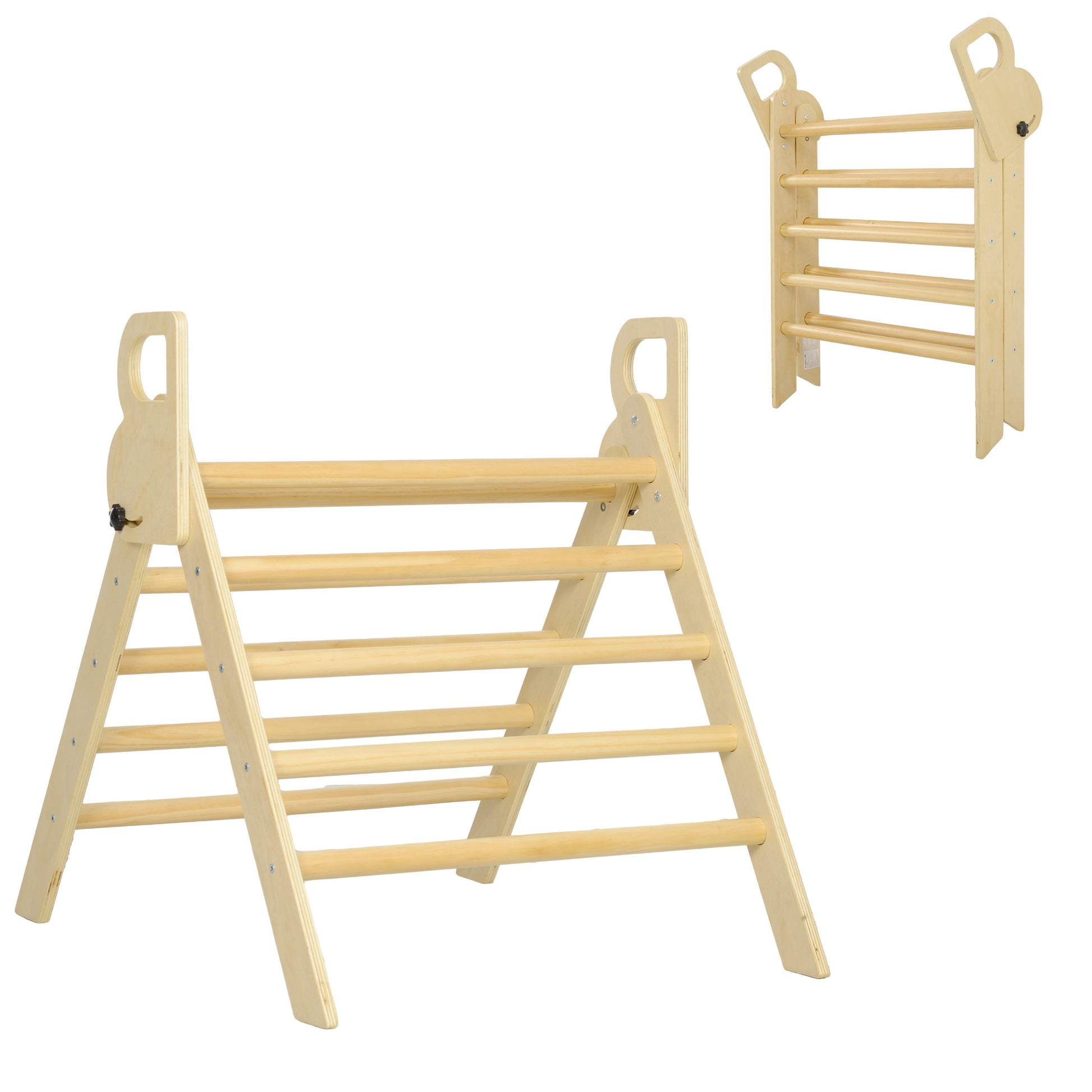 Folding Wooden Climbing Triangle for Kids 18-48 Months to Cultivate Balance and Coordination Skills 82x66 cm Natural