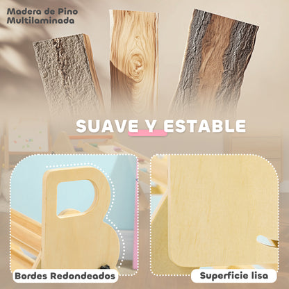 Folding Wooden Climbing Triangle for Kids 18-48 Months to Cultivate Balance and Coordination Skills 82x66 cm Natural