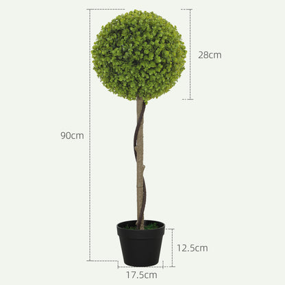 2-Piece Artificial Eucalyptus Set, 90 cm Houseplant, Artificial Plant in Pot, Large Decorative Plants for Home, Office, Hallway, Garden, Green