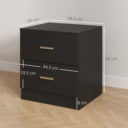 Modern Nightstand, Bedroom Bedside Table with 2 Drawers, Accent Side Table for Living Room or Bedroom, 17.7 x 15.6 x 19.3 in, Black
