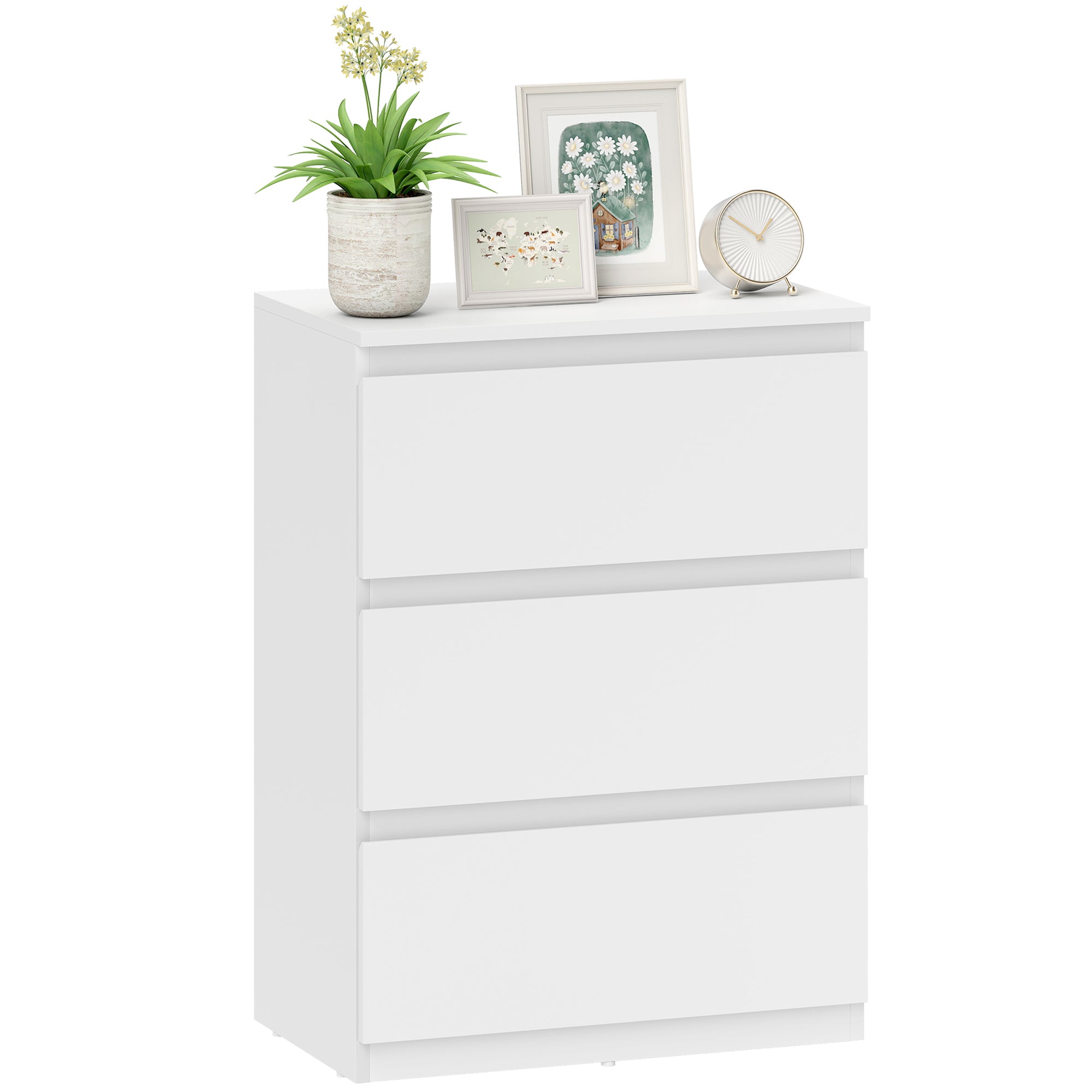 3-Drawer Chest - Modern White Sideboard for Living Room, Bedroom & Hallway, 21.7 x 13.4 x 29.5 in