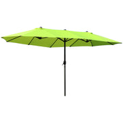 Double Sun Umbrella 455 x 265 cm, UV Protection Sunshade with Hand Crank, Patio Beach Windproof Crank Umbrella Sun Protection for Beach Balcony Garden, Green