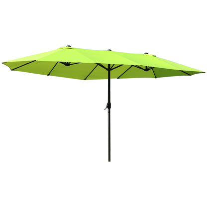 Double Sun Umbrella 455 x 265 cm, UV Protection Sunshade with Hand Crank, Patio Beach Windproof Crank Umbrella Sun Protection for Beach Balcony Garden, Green