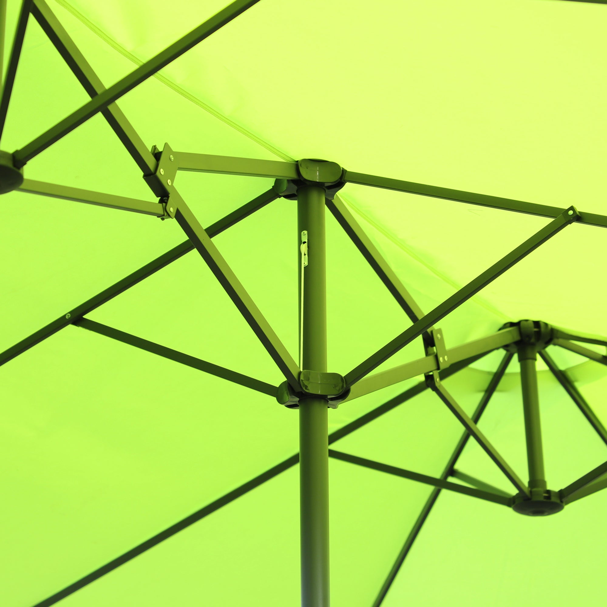 Double Sun Umbrella 455 x 265 cm, UV Protection Sunshade with Hand Crank, Patio Beach Windproof Crank Umbrella Sun Protection for Beach Balcony Garden, Green