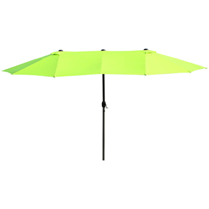 Double Sun Umbrella 455 x 265 cm, UV Protection Sunshade with Hand Crank, Patio Beach Windproof Crank Umbrella Sun Protection for Beach Balcony Garden, Green