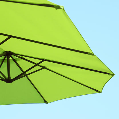 Double Sun Umbrella 455 x 265 cm, UV Protection Sunshade with Hand Crank, Patio Beach Windproof Crank Umbrella Sun Protection for Beach Balcony Garden, Green