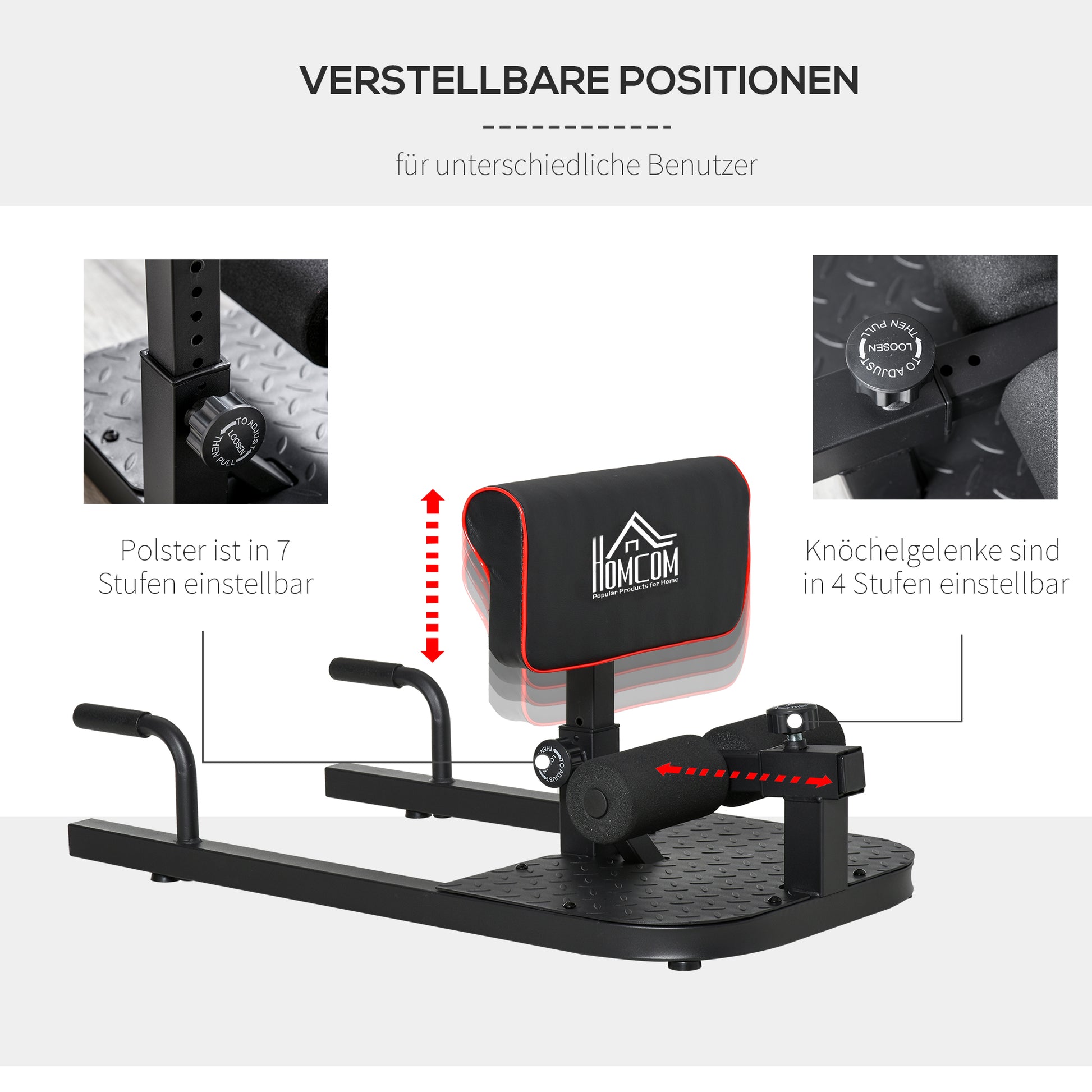 Sissy Squat Leg Trainer Abdominal Glute Trainer 3 in 1 Trainer Adjustable up to 264 lbs Steel Black 19.7 x 38.2 x (17.5-22.2) inches