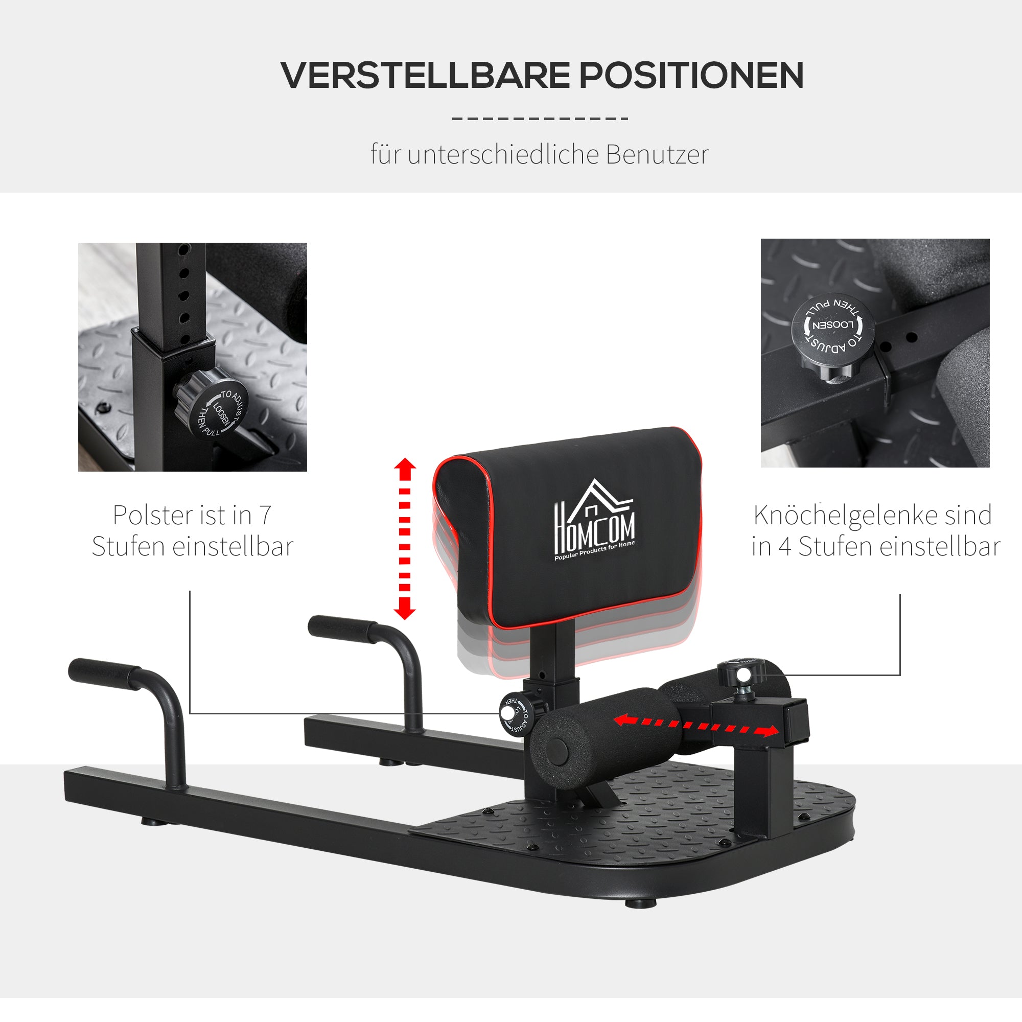 Sissy Squat Leg Trainer Abdominal Glute Trainer 3 in 1 Trainer Adjustable up to 264 lbs Steel Black 19.7 x 38.2 x (17.5-22.2) inches