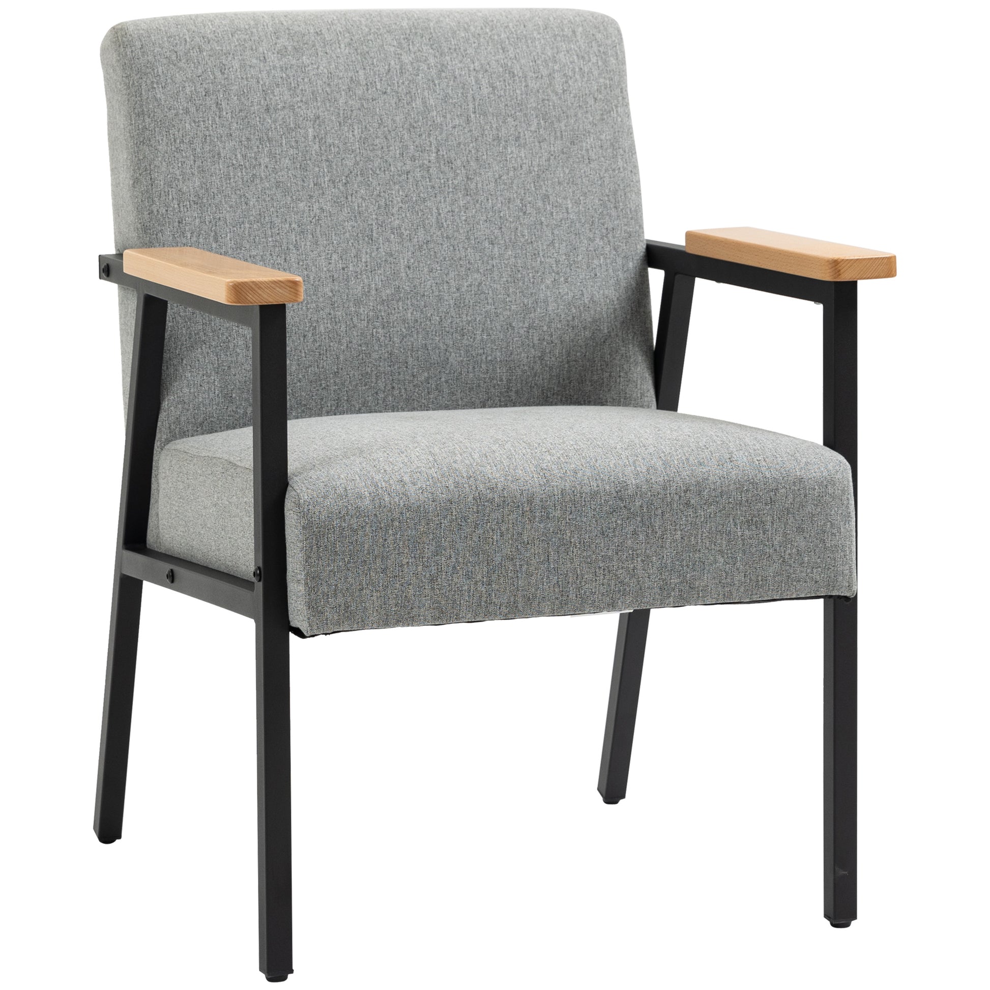 Upholstered Armchair, Accent Chair, Recliner with Linen Look, Dining Chair for Living Room, Bedroom, Gray, 64.5 x 70 x 83.5 cm