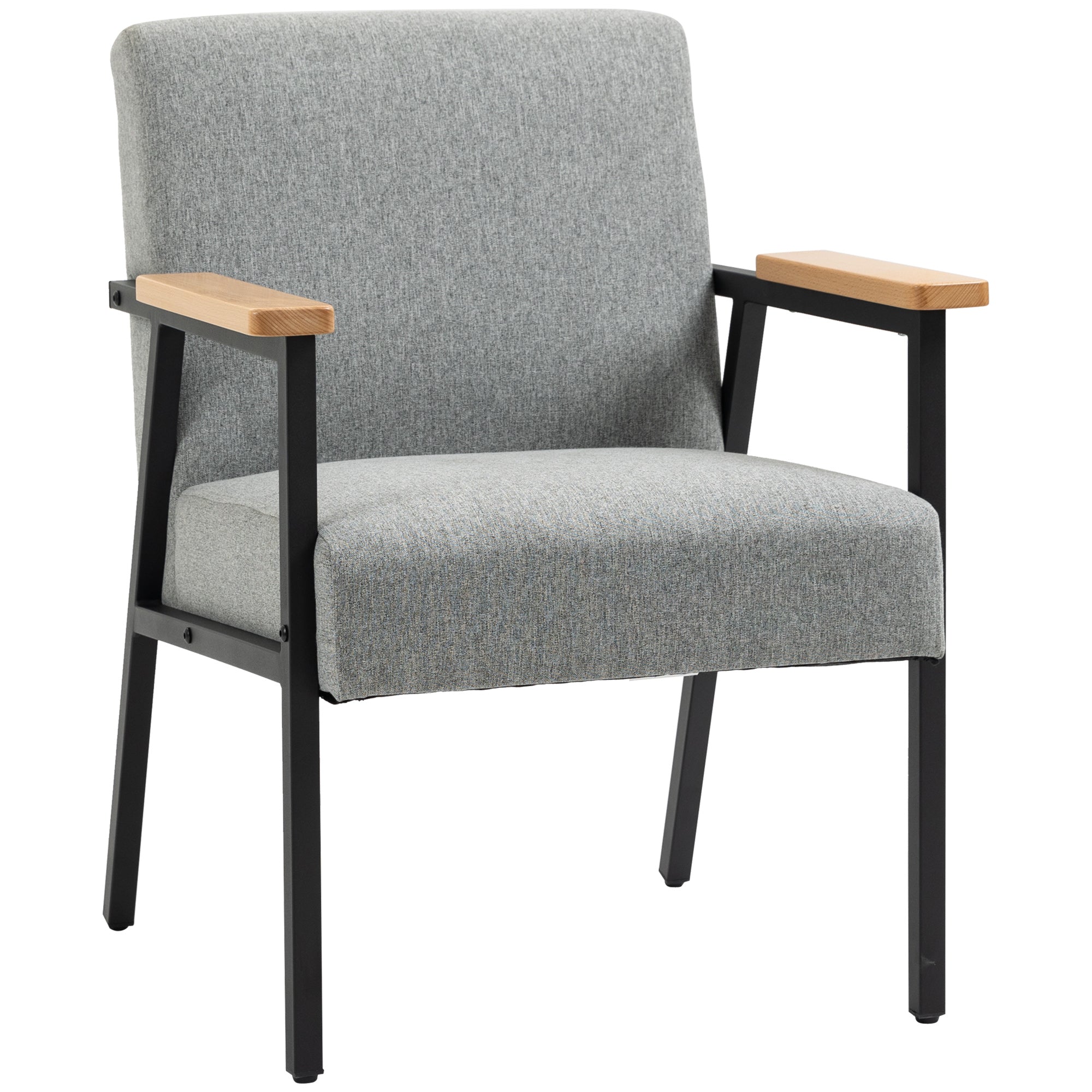 Upholstered Armchair, Accent Chair, Recliner with Linen Look, Dining Chair for Living Room, Bedroom, Gray, 64.5 x 70 x 83.5 cm