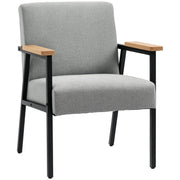 Upholstered Armchair, Accent Chair, Recliner with Linen Look, Dining Chair for Living Room, Bedroom, Gray, 64.5 x 70 x 83.5 cm