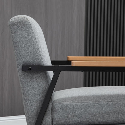 Upholstered Armchair, Accent Chair, Recliner with Linen Look, Dining Chair for Living Room, Bedroom, Gray, 64.5 x 70 x 83.5 cm