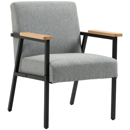 Upholstered Armchair, Accent Chair, Recliner with Linen Look, Dining Chair for Living Room, Bedroom, Gray, 64.5 x 70 x 83.5 cm