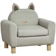 Children's Armchair Mini Sofa for +3 Years with Padded Seat Armrests Storage Pocket and Wooden Frame Load 45 kg 61x42x53 cm Gray