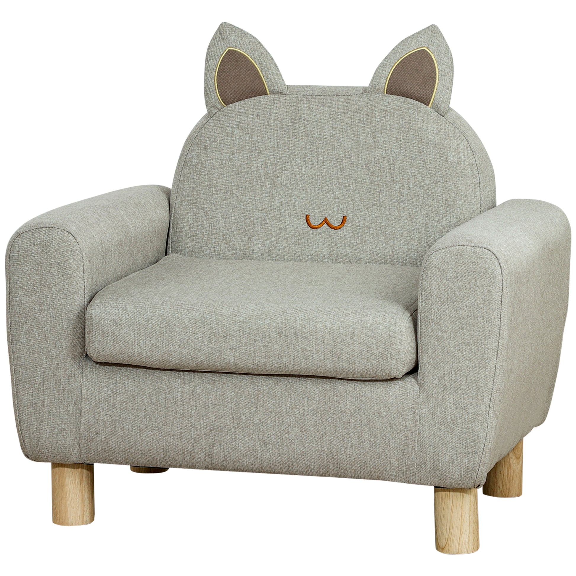 Children's Armchair Mini Sofa for +3 Years with Padded Seat Armrests Storage Pocket and Wooden Frame Load 45 kg 61x42x53 cm Gray