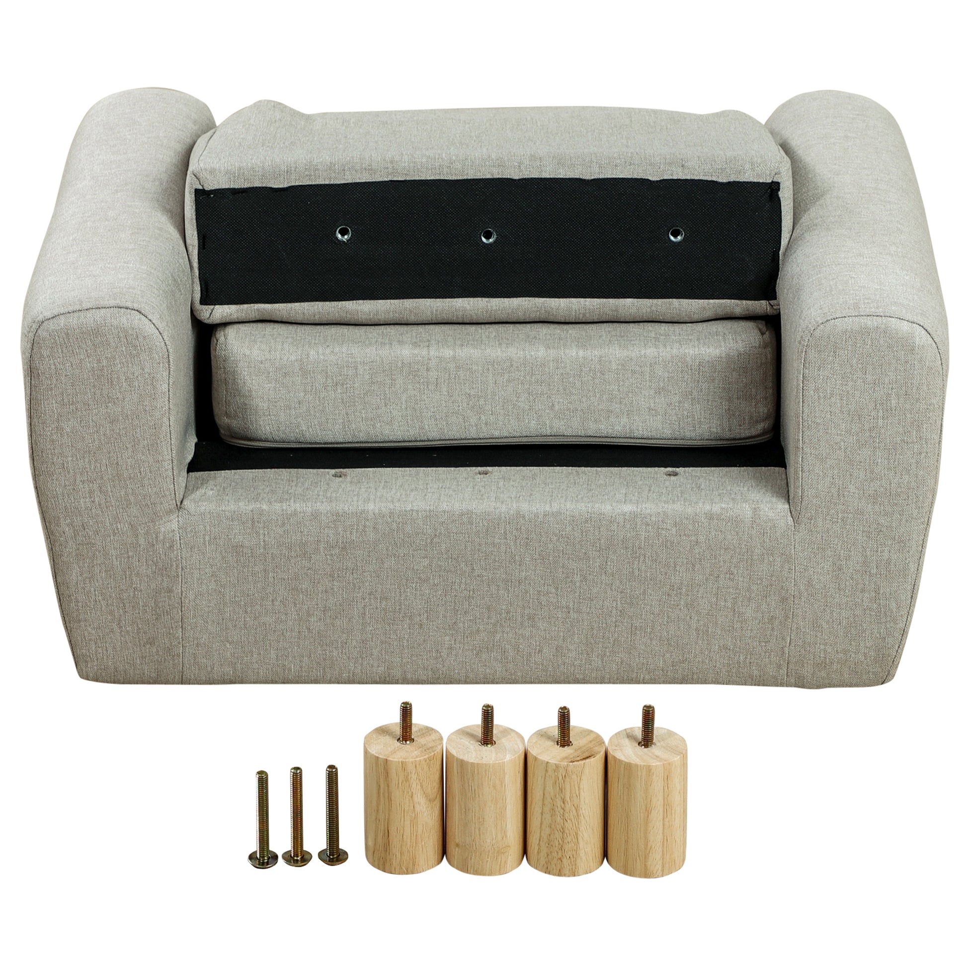 Children's Armchair Mini Sofa for +3 Years with Padded Seat Armrests Storage Pocket and Wooden Frame Load 45 kg 61x42x53 cm Gray