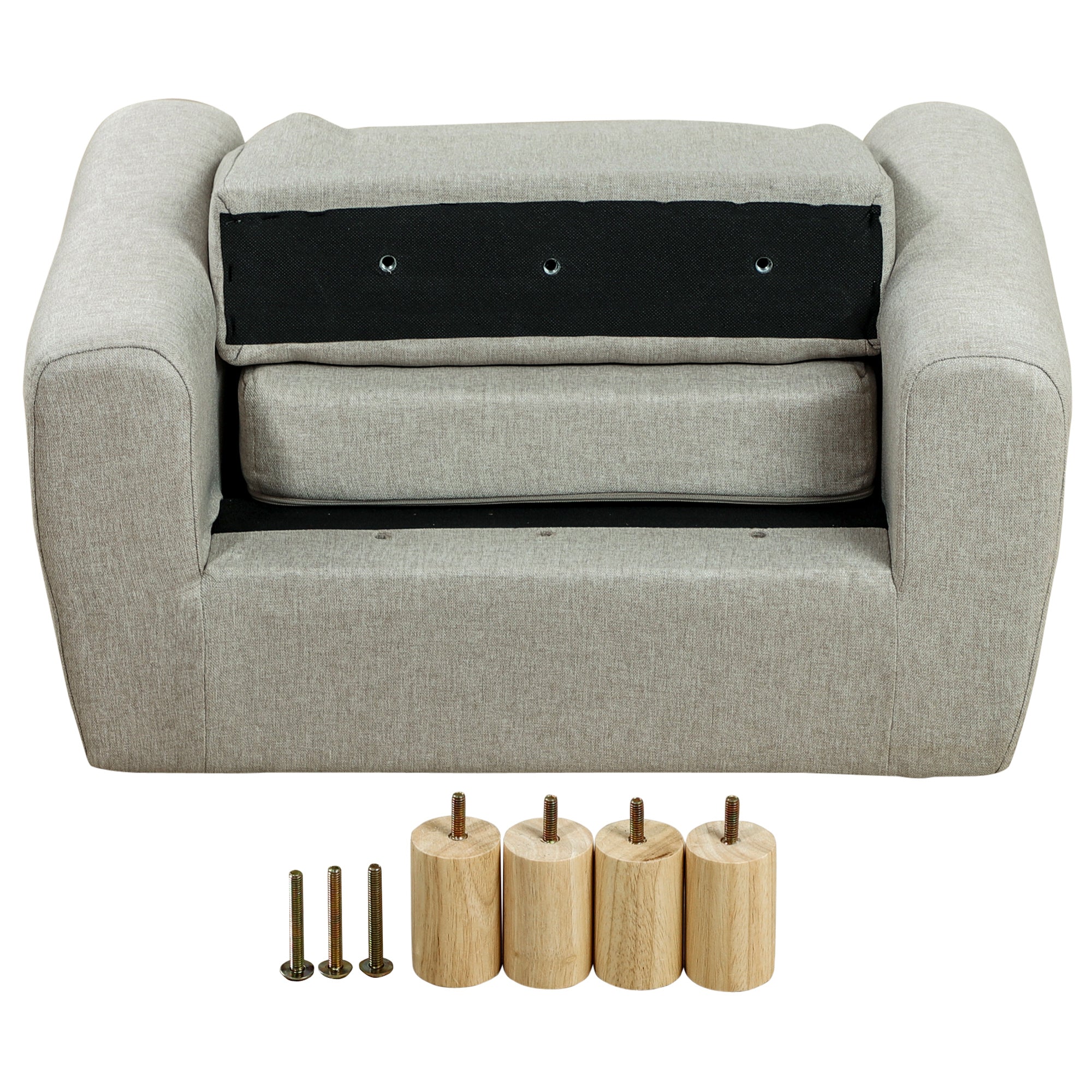 Children's Armchair Mini Sofa for +3 Years with Padded Seat Armrests Storage Pocket and Wooden Frame Load 45 kg 61x42x53 cm Gray