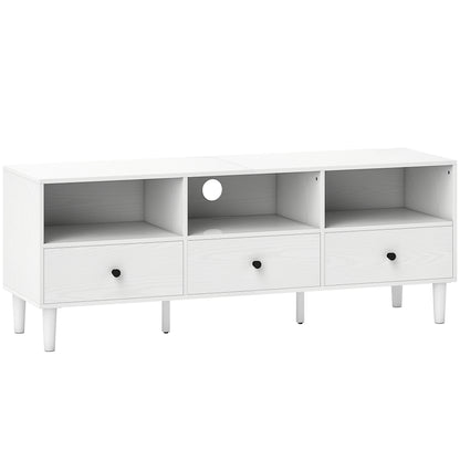 Modern TV Stand TV Stand for Living Room with 3 Open Compartments 3 Drawers and Cable Hole for 45/55/65 Inch TV 120x34x45 cm White
