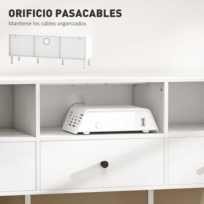 Modern TV Stand TV Stand for Living Room with 3 Open Compartments 3 Drawers and Cable Hole for 45/55/65 Inch TV 120x34x45 cm White