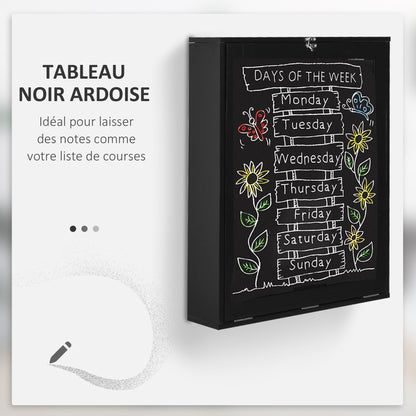 Fold-Down Wall Desk Wall-Mounted Folding Table with Shelf + Integrated Chalkboard MDF Black