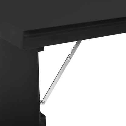 Fold-Down Wall Desk Wall-Mounted Folding Table with Shelf + Integrated Chalkboard MDF Black
