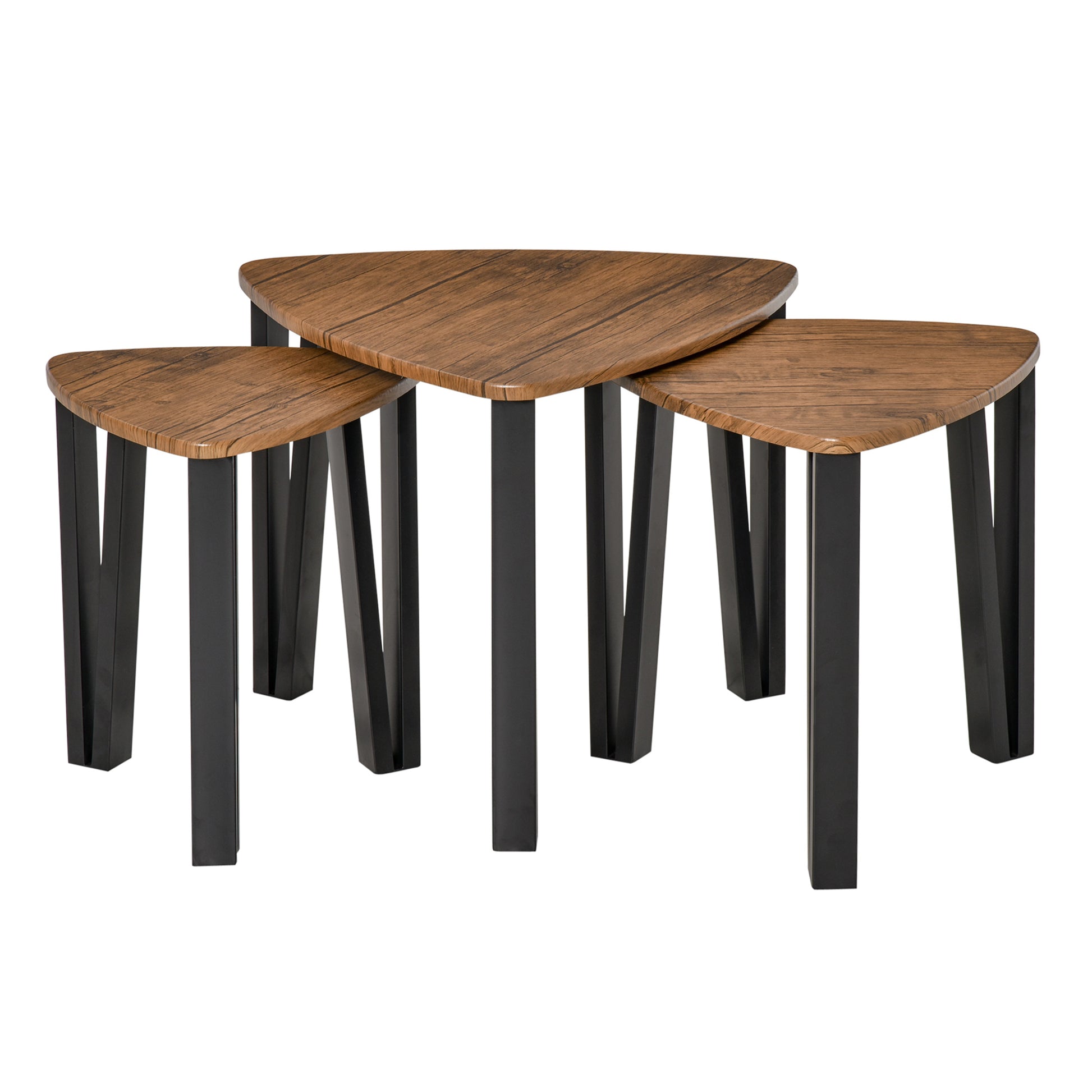 3 Coffee Tables Minimalist Steel Legs with Plastic Cover Nesting Table for Living Room Sofa 56x54.2x45.4cm