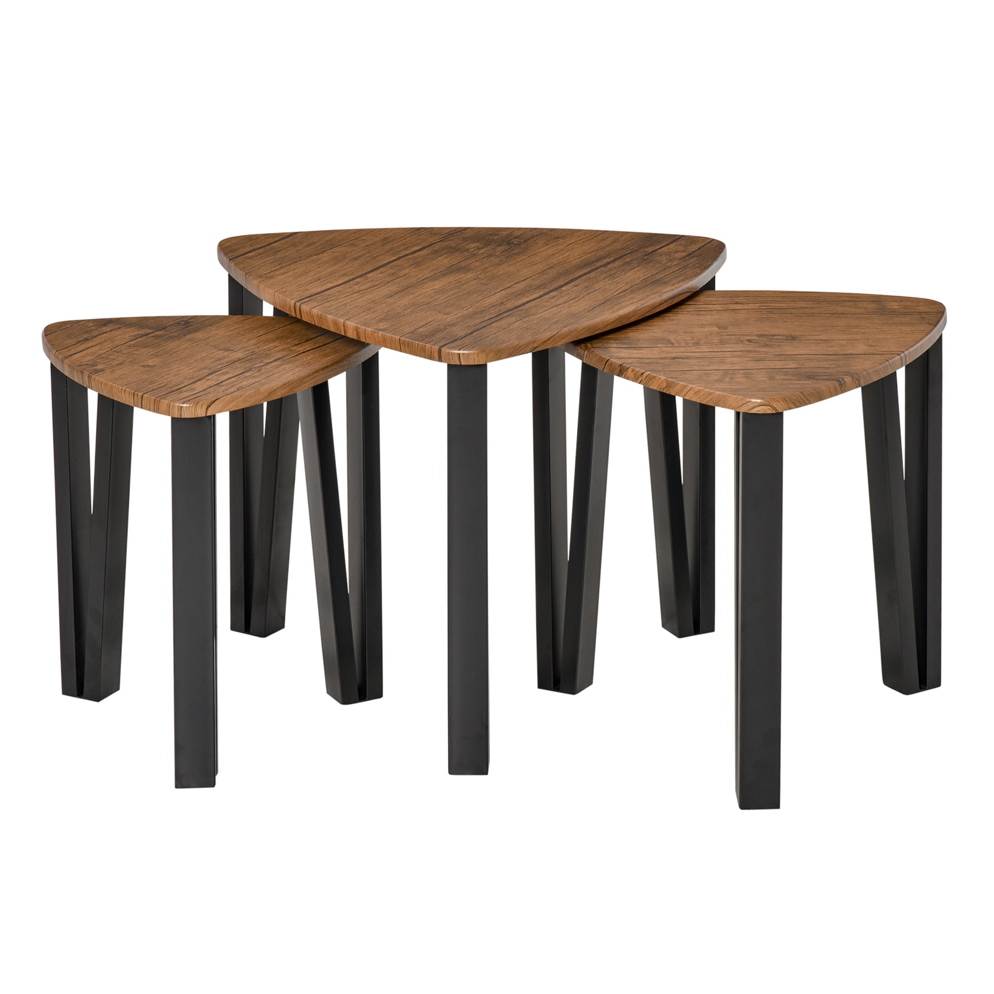 3 Coffee Tables Minimalist Steel Legs with Plastic Cover Nesting Table for Living Room Sofa 56x54.2x45.4cm