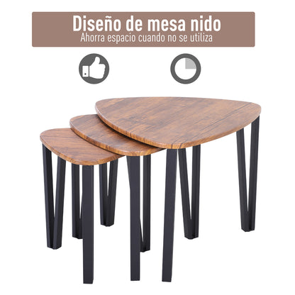 3 Coffee Tables Minimalist Steel Legs with Plastic Cover Nesting Table for Living Room Sofa 56x54.2x45.4cm