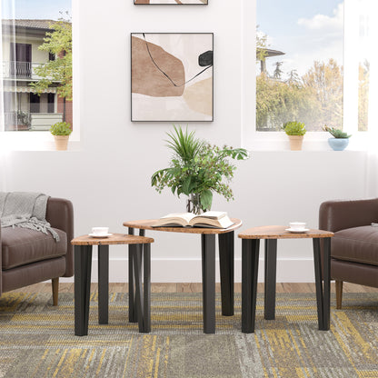3 Coffee Tables Minimalist Steel Legs with Plastic Cover Nesting Table for Living Room Sofa 56x54.2x45.4cm