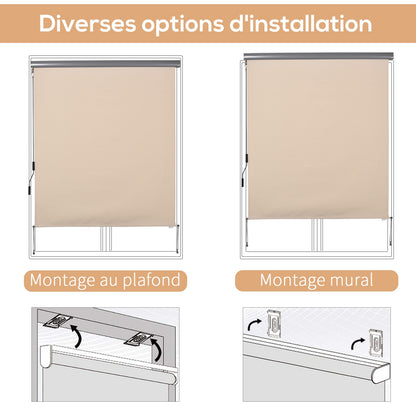 Outdoor Roller Blind 2.5 x 1.6m Retractable Vertical Sun Shade with Crank, Aluminum and Polyester 280g/m² UV50+ Protection, for Balcony, Patio, Terrace, and Garden, Cream