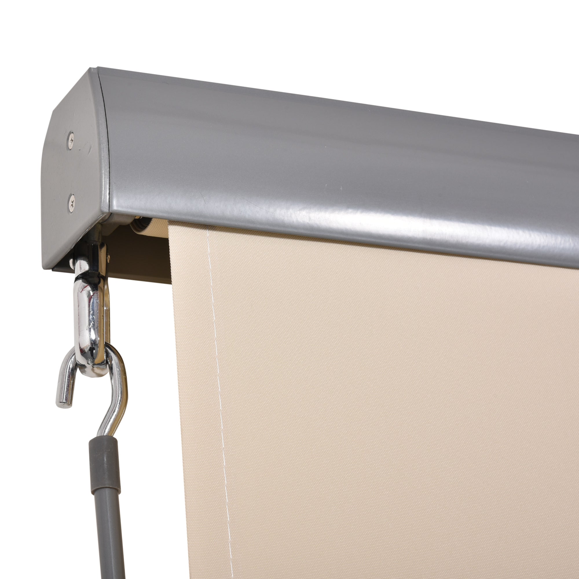 Outdoor Roller Blind 2.5 x 1.6m Retractable Vertical Sun Shade with Crank, Aluminum and Polyester 280g/m² UV50+ Protection, for Balcony, Patio, Terrace, and Garden, Cream