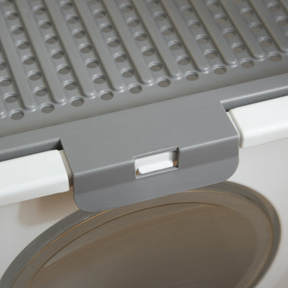 Cat Litter Box with Lid Covered Cat Toilet with Scoop XXL Cat Litter Box for Cats up to 5 kg 44 x 55 x 39 cm Gray + White