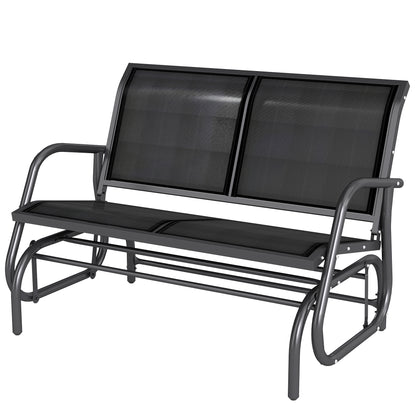 2-Seater Rocking Chair Garden Bench with Rocking Mechanism Metal Swing Bench up to 200 kg Load Capacity Garden Furniture for Garden, Terrace, Porch 120 x 70 x 85 cm Black