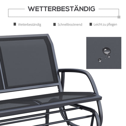 2-Seater Rocking Chair Garden Bench with Rocking Mechanism Metal Swing Bench up to 200 kg Load Capacity Garden Furniture for Garden, Terrace, Porch 120 x 70 x 85 cm Black
