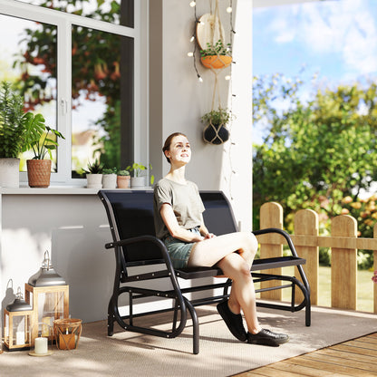 2-Seater Rocking Chair Garden Bench with Rocking Mechanism Metal Swing Bench up to 200 kg Load Capacity Garden Furniture for Garden, Terrace, Porch 120 x 70 x 85 cm Black