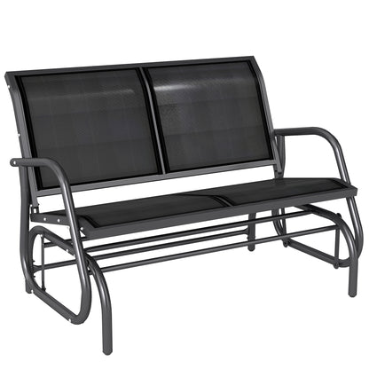 2-Seater Rocking Chair Garden Bench with Rocking Mechanism Metal Swing Bench up to 200 kg Load Capacity Garden Furniture for Garden, Terrace, Porch 120 x 70 x 85 cm Black