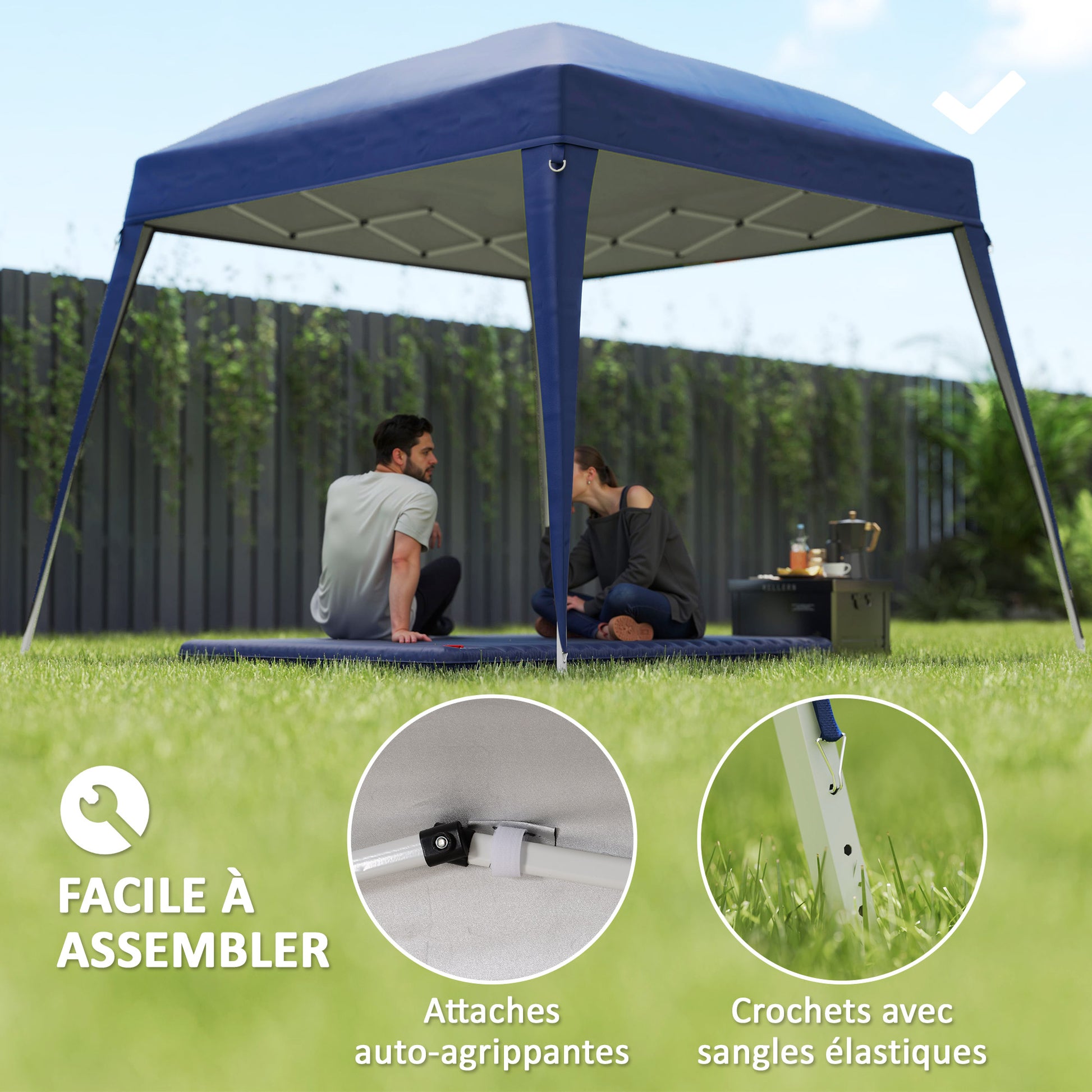 Replacement Canopy Cover for 3 x 3 m (base) / 2.4 x 2.4 m (top) folding gazebo, UPF50+ sun protection, CANOPY COVER ONLY, dark blue