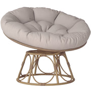 Papasan Chair Rattan 360° Swivel Basket Chair with Seat Cushion Diameter 100 cm Round Outdoor Rattan Swivel Lounge Recliner Chair for Living Room Garden Balcony Light Grey
