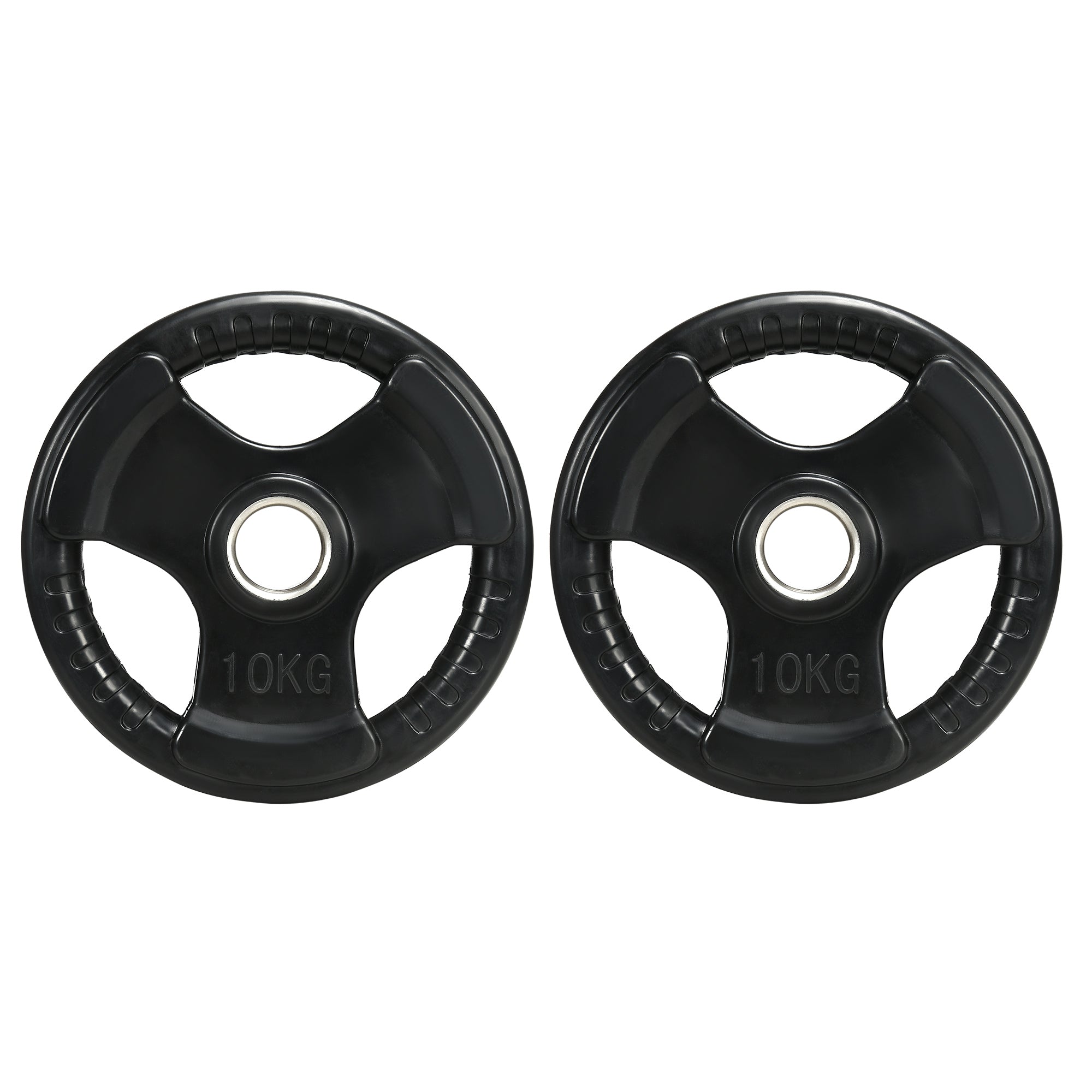 SPORTNOW Weight Plates 2-Pack, Tri-Grip 2 x 10 KG Rubber Olympic Plates, floor-friendly Weight Plates with 5 cm borehole, three grips, for weightlifting, strength training