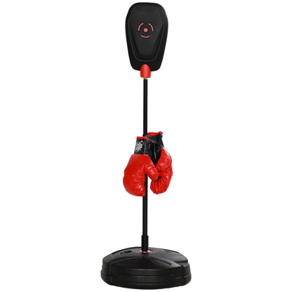 Punching Ball for Kids, Punching Bag 88-124 cm height-adjustable Boxing Stand with Boxing Gloves, Boxing Set with water/sand fillable stands for 5-10 years old kids, Steel, Black