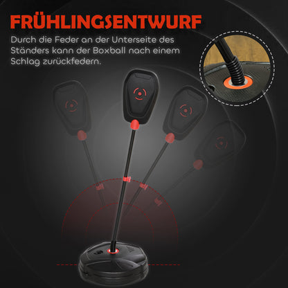 Punching Ball for Kids, Punching Bag 88-124 cm height-adjustable Boxing Stand with Boxing Gloves, Boxing Set with water/sand fillable stands for 5-10 years old kids, Steel, Black