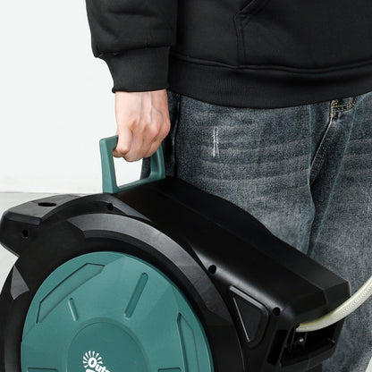 Hose Reel, Water Hose Cart, 30+2 m, with Wall Mount + Handle, 180° swivel, 7 Watering Options, Black